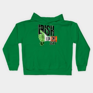 Irish For One Day - Hand Flag Clover Kids Hoodie